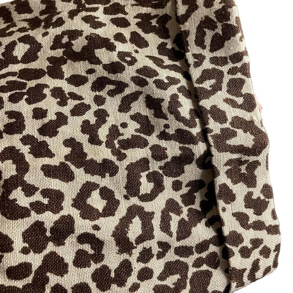 J. Crew Women's Leopard Print Cafe Capri Linen Cuffed Pants Size 12 Slacks - Picture 3 of 8